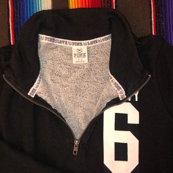 PINK Victoria’s Secret QuarterZip Black Sweatshirt - Picture 2 of 5